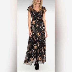 Johnny Was Jade Cosmic Embroidered Celestial Maxi Dress